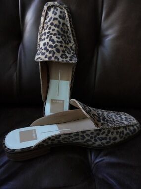 NEW ❤️ Dolce Vita Leopard Print Mules in Beige and Black Calf Hair